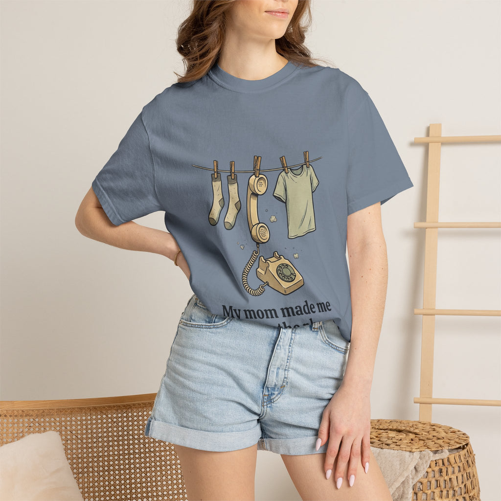 T-Shirt — 'My Mom Made Me Hang Up The Phone' Retro Phone Clothesline Tee