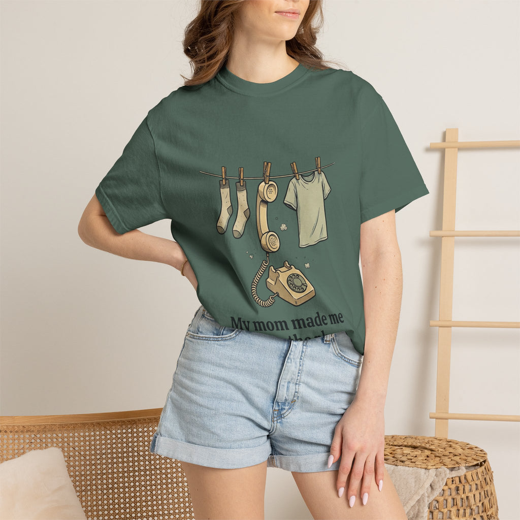T-Shirt — 'My Mom Made Me Hang Up The Phone' Retro Phone Clothesline Tee