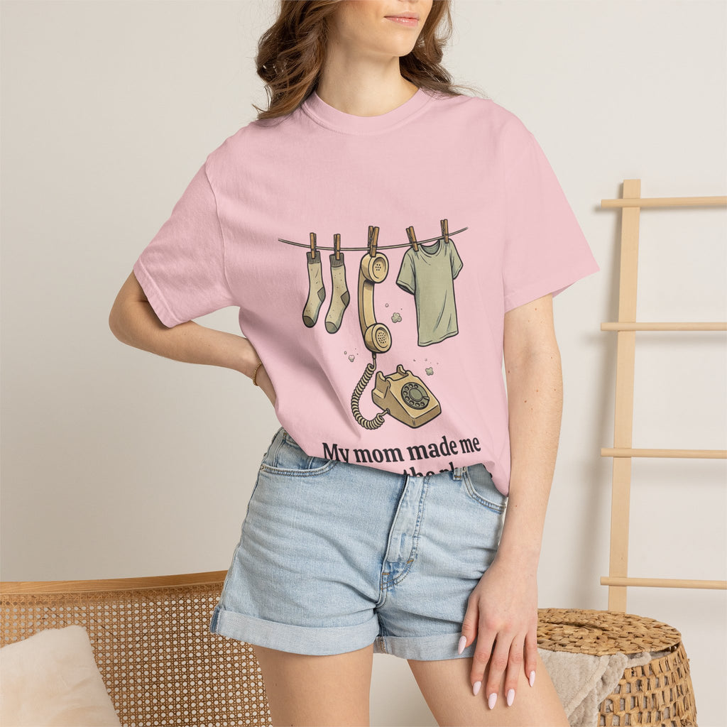 T-Shirt — 'My Mom Made Me Hang Up The Phone' Retro Phone Clothesline Tee