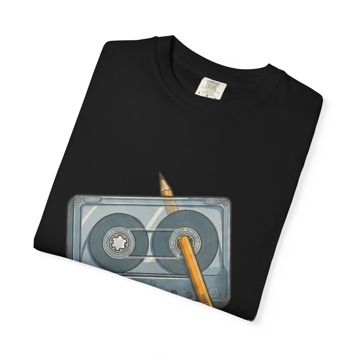 The Original "Rewind" Button Cassette Tee in Black
