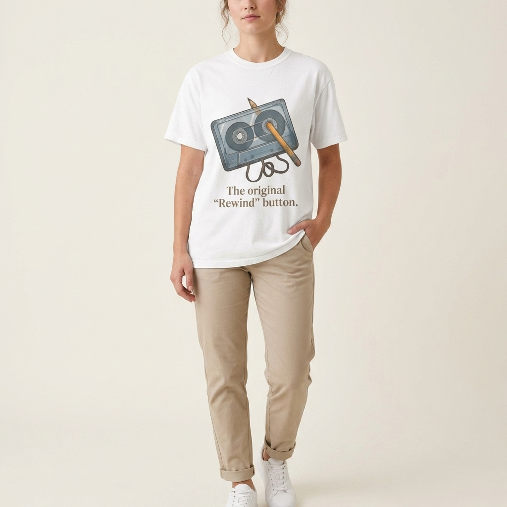 The Original "Rewind" Button — Cassette Tee