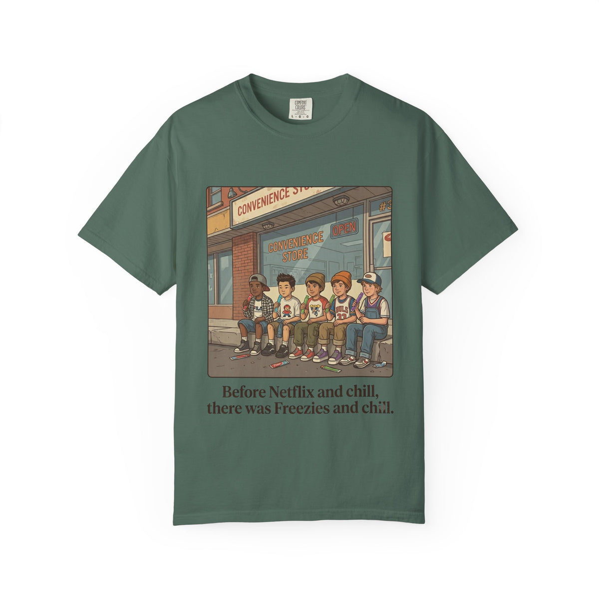 Freezies and Chill Corner Store Tee in Dark Green