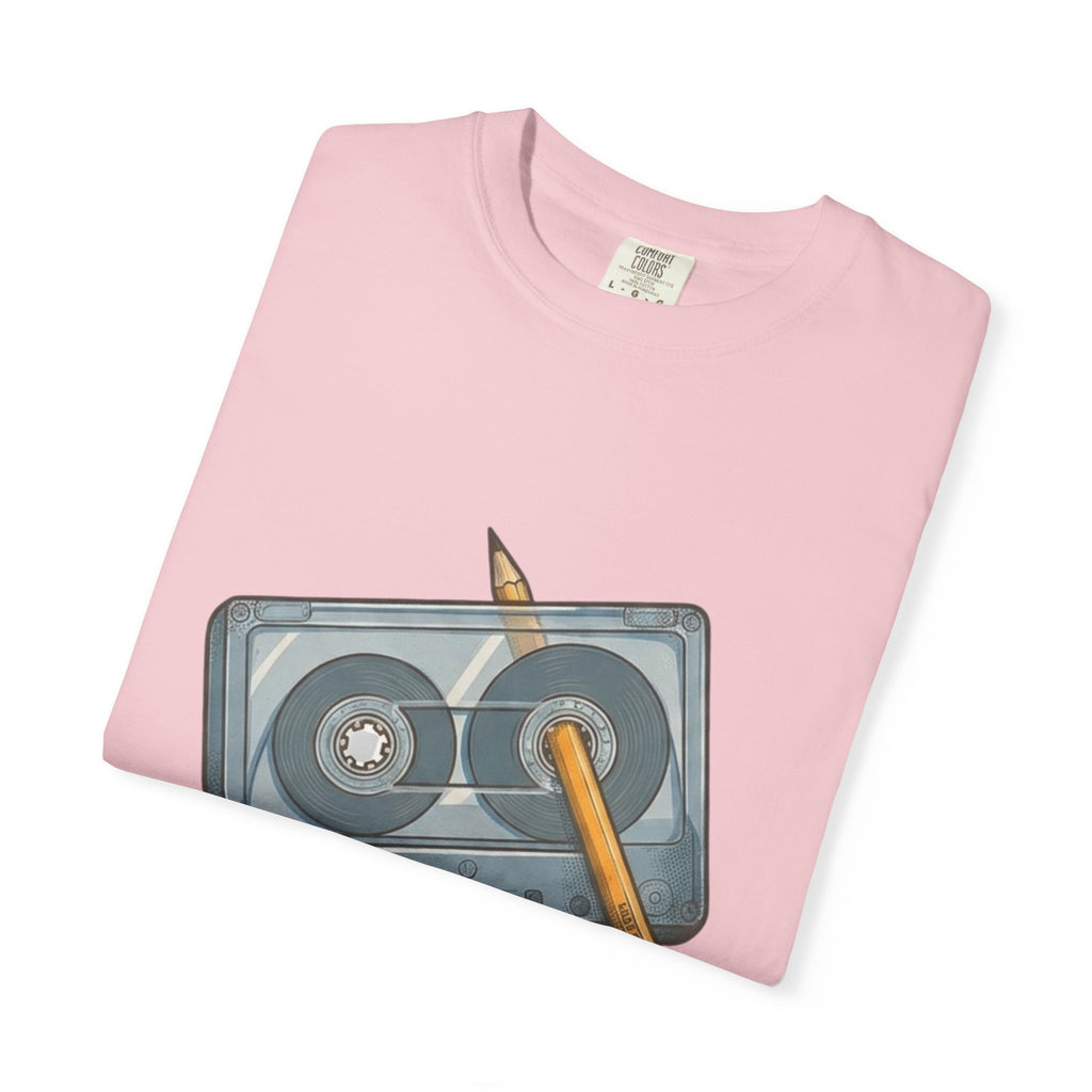 The Original "Rewind" Button Cassette Tee in Pink