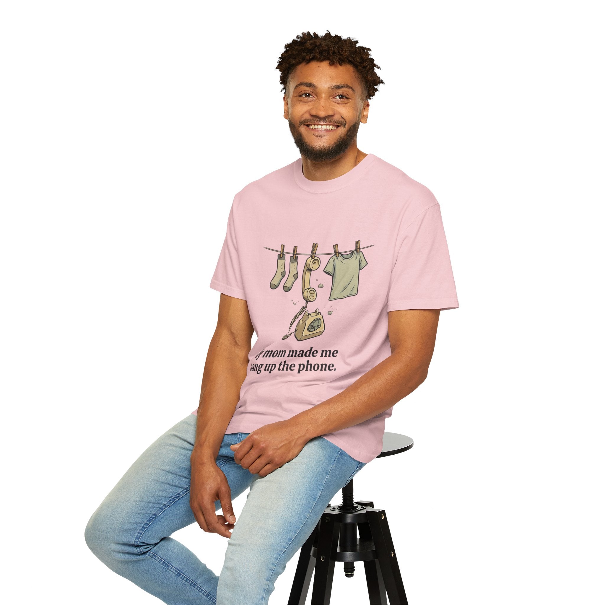 T-Shirt — 'My Mom Made Me Hang Up The Phone' Retro Phone Clothesline Tee